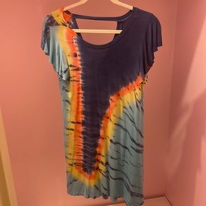 Kids Blue and vibrant color tie dye dress